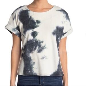 Melloday Tie Dye Cuff Short Sleeve Zipper Back Top Women’s Size S Boho Casual
